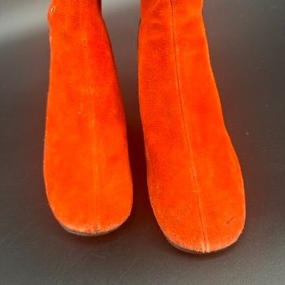 Vintage 60s Go Go Orange Side Lace Up Boots 7 - 7.5 Women's Suede - Picture 6 of 16